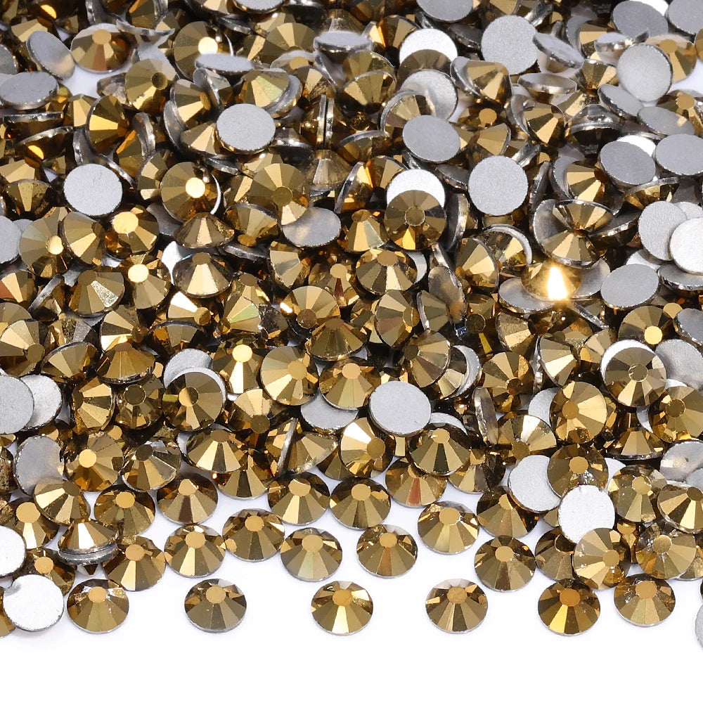 22 Kinds Metallic Colors Mineral Colors Fuchsia Rhinestone Non Hotfix Flat Back Crystal Glass  for Decorative Perfume Crafts