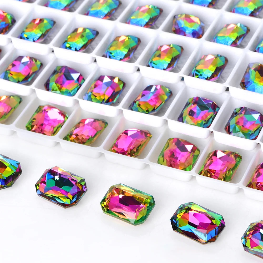 QIYI K9 Glass Grade AAAAAA Loose Rhinestones Maxi Cushion Octagon Point Back Stones