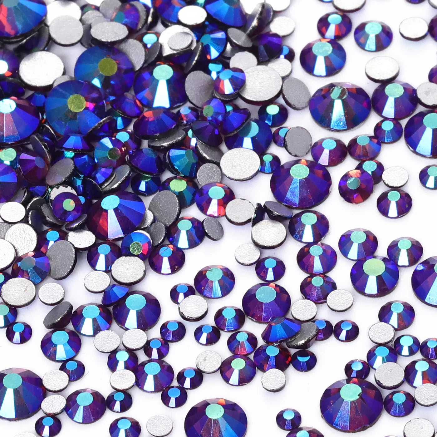 QIYI High Quality Glass Crystal AB Rhinestones  Mixed Size Ss3-ss20  Non Hotfix Flatback Crystal Rhinestones for Clothing Fabric