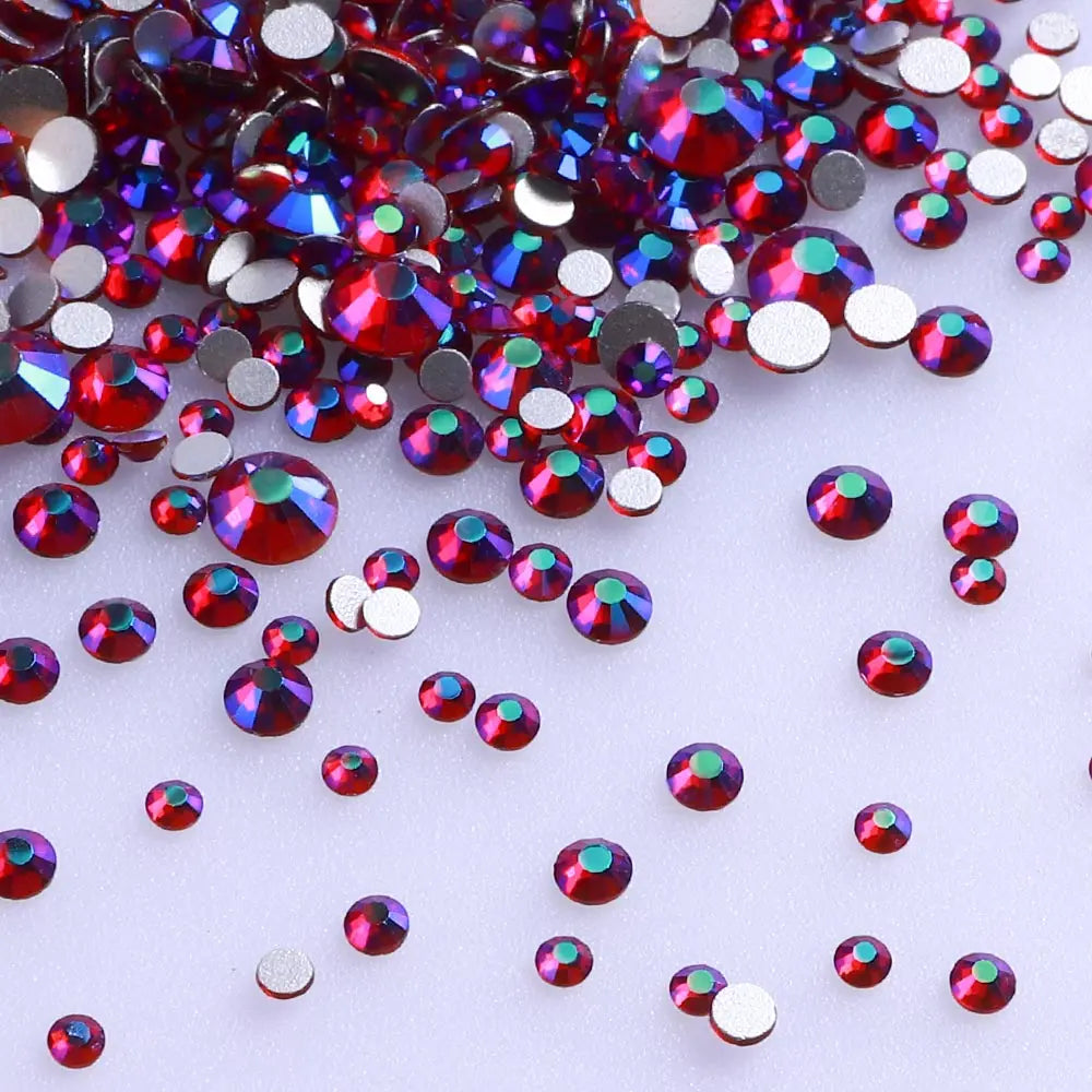 Wholesale 100 Colors Ss4-ss20 Mix Size Strass Crystal Rhinestones Non Hotfix Round Glass Stones Glue on Nail Gems Decoration