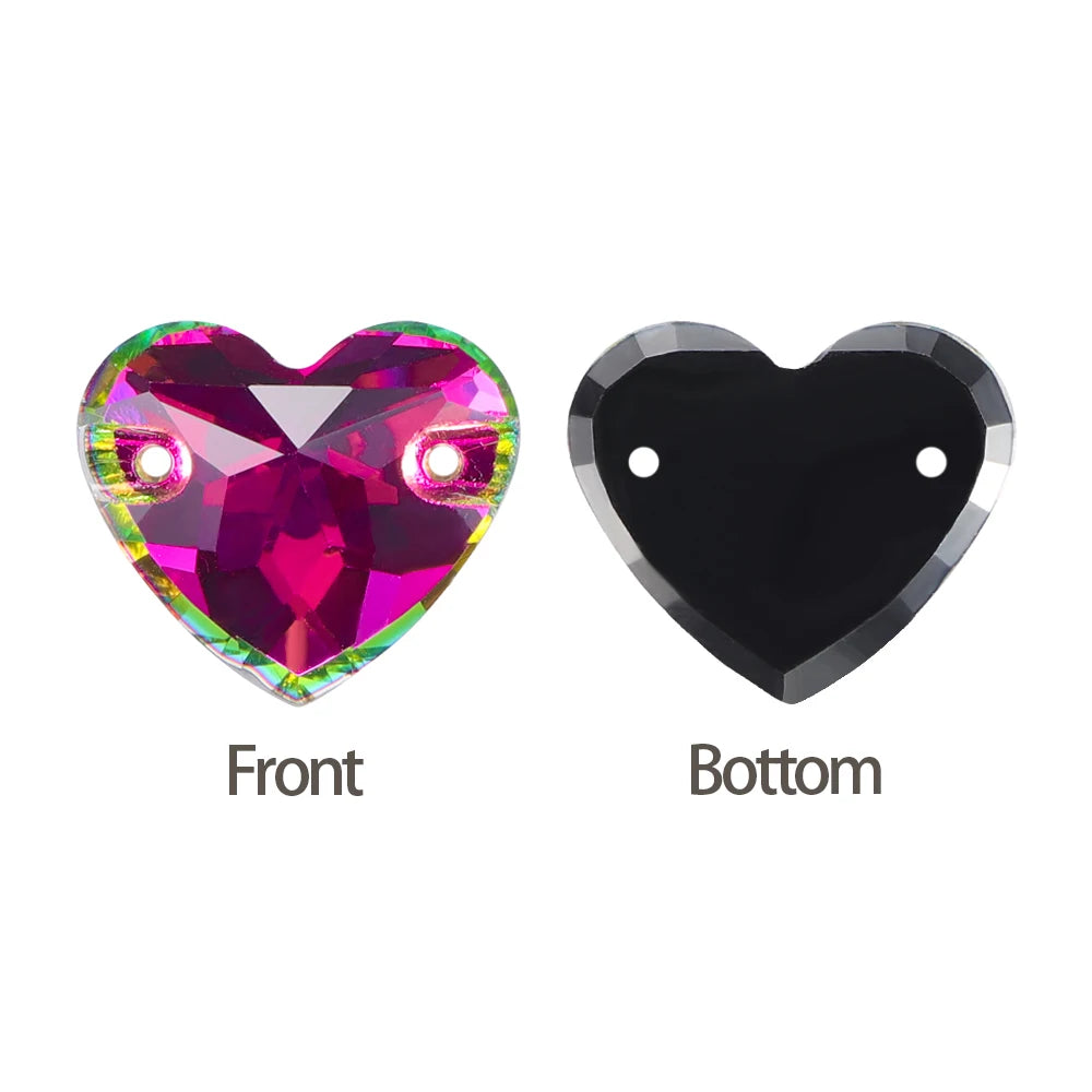 QIYI Factory Direct Wholesale Popular Fashion Design Bright Pure Versatile Minimalist Heart Shape Sew-on Rhinestones  3259