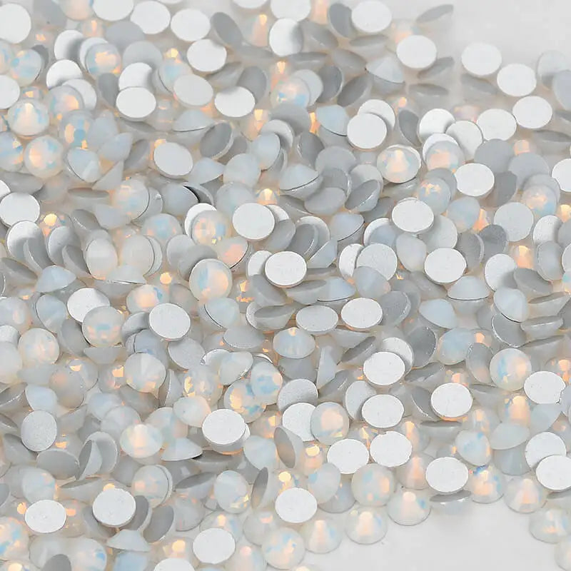 Wholesale White Opal Glass Flatback Rhinestones SS3-SS30 Non Hotfix Strass Glue on Nail Art Decoration