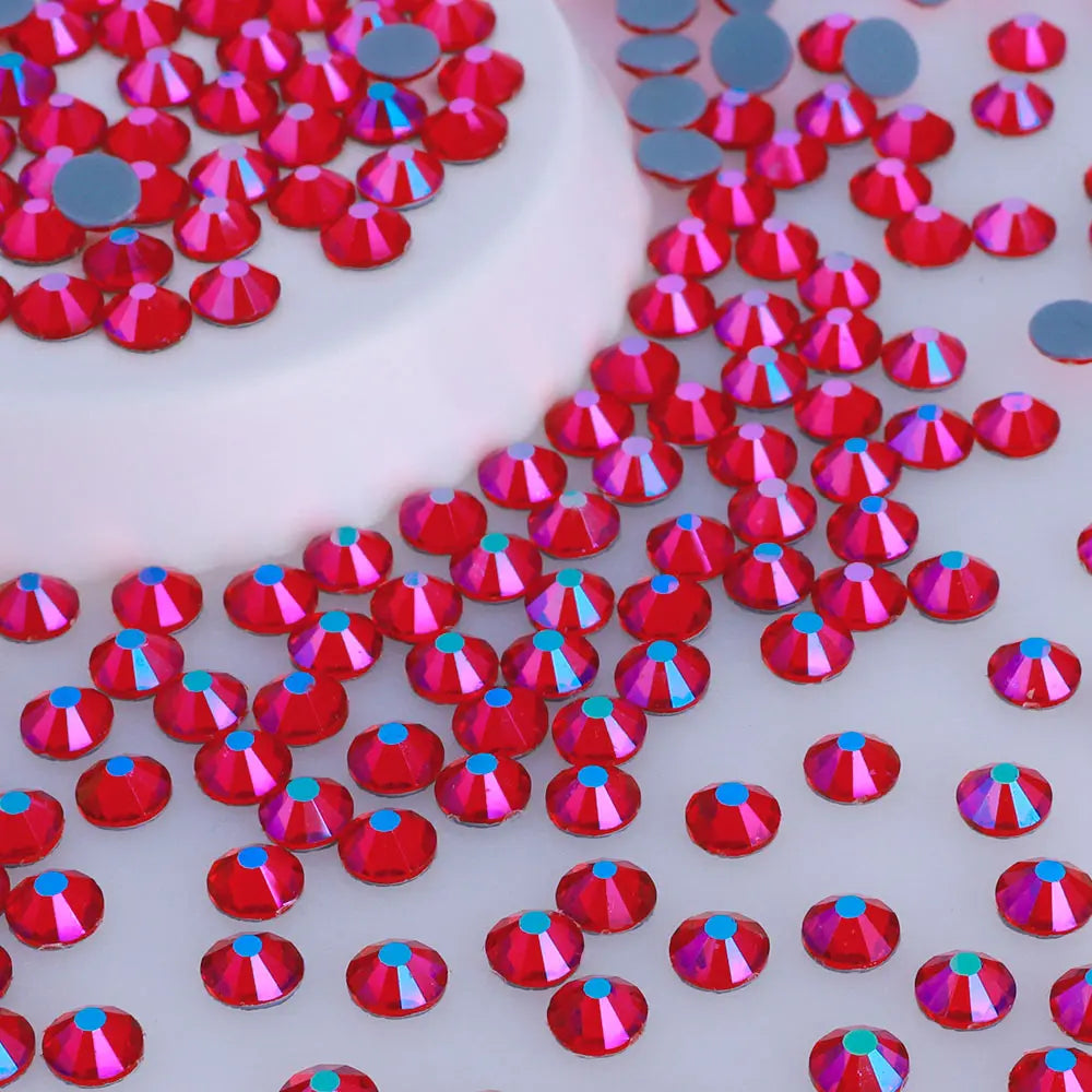 2024 Hot Fix Different Size Small Bag 1440pcs AB Color Bright Shining Clear Glass Crystal Rhinestones for Garment Decoration