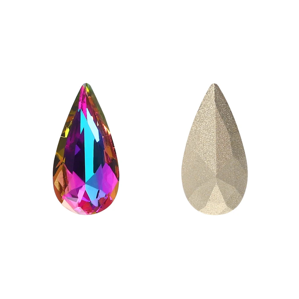 QIYI K9 Glass Tear Drop Shape Effect Color High Quality Fancy Shape Sparkling Bright Shining Point Back Stones for Decoration