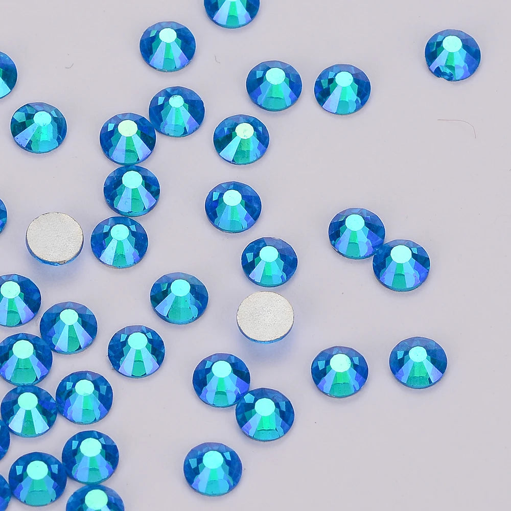 Wholesale Glitter Glass AB Crystals Strass Flatback  Rhinestones Bulk Non Hotfix Gltteri Diamond for Fashion Jewelry Earring