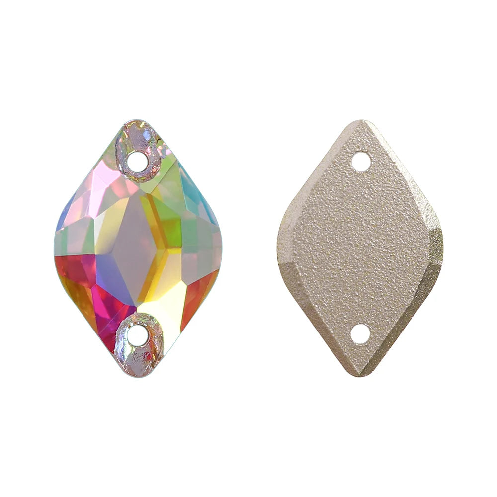 QIYI Lemon Shape Sew-On Rhinestones 55 Colors 9x14mm/12x18mm Glass Rivoli Shape Minimalist Luxury Design for Garment Shoes Bags