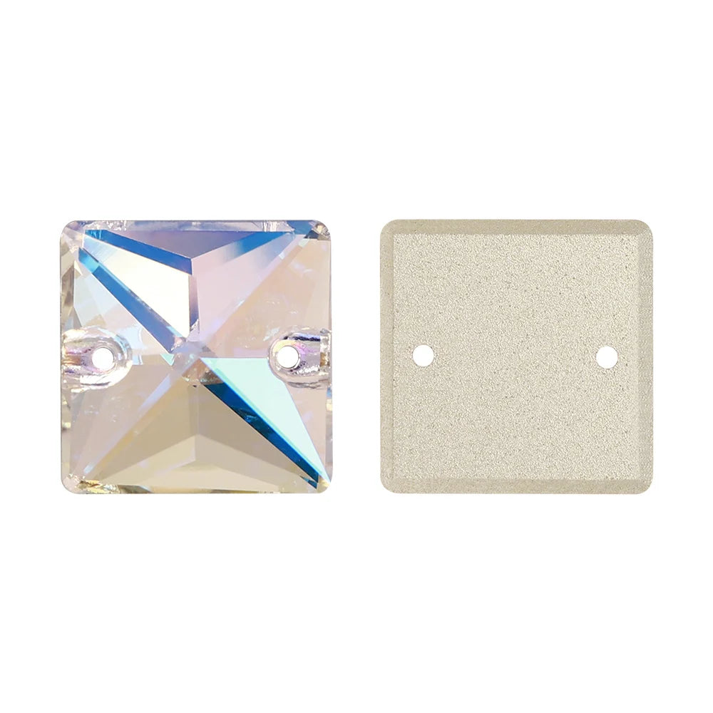 Wholesale Custom Square Sew-on Loose Rhinestones 5A Quality Crystal FlatBack 2 Holes 12 Facets Sewing Bling Decoration