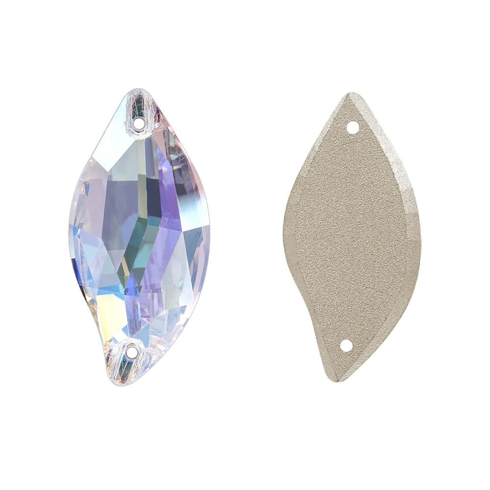 Wholesale Custom Sew-on Rhinestones 5A Quality Crystal FlatBack 2 Holes Sewing Diamond Leaf Stones Bling Wedding Decoration