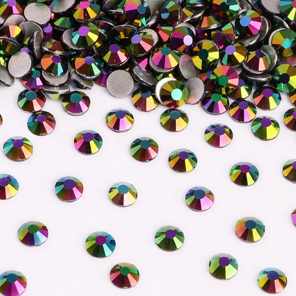 Metallic Colors 22 Kinds Mineral Colors Fuchsia Rhinestone Non Hotfix Flat Back Crystal Glass  for Decorative Perfume Crafts