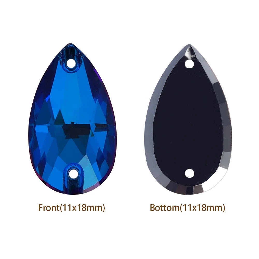 Hot Selling QIYI Brand 55 Colors Multi Size Multi Shape High Quality Flat Back Drop Sew-on Glass Crystal Rhinestones 16 Facets