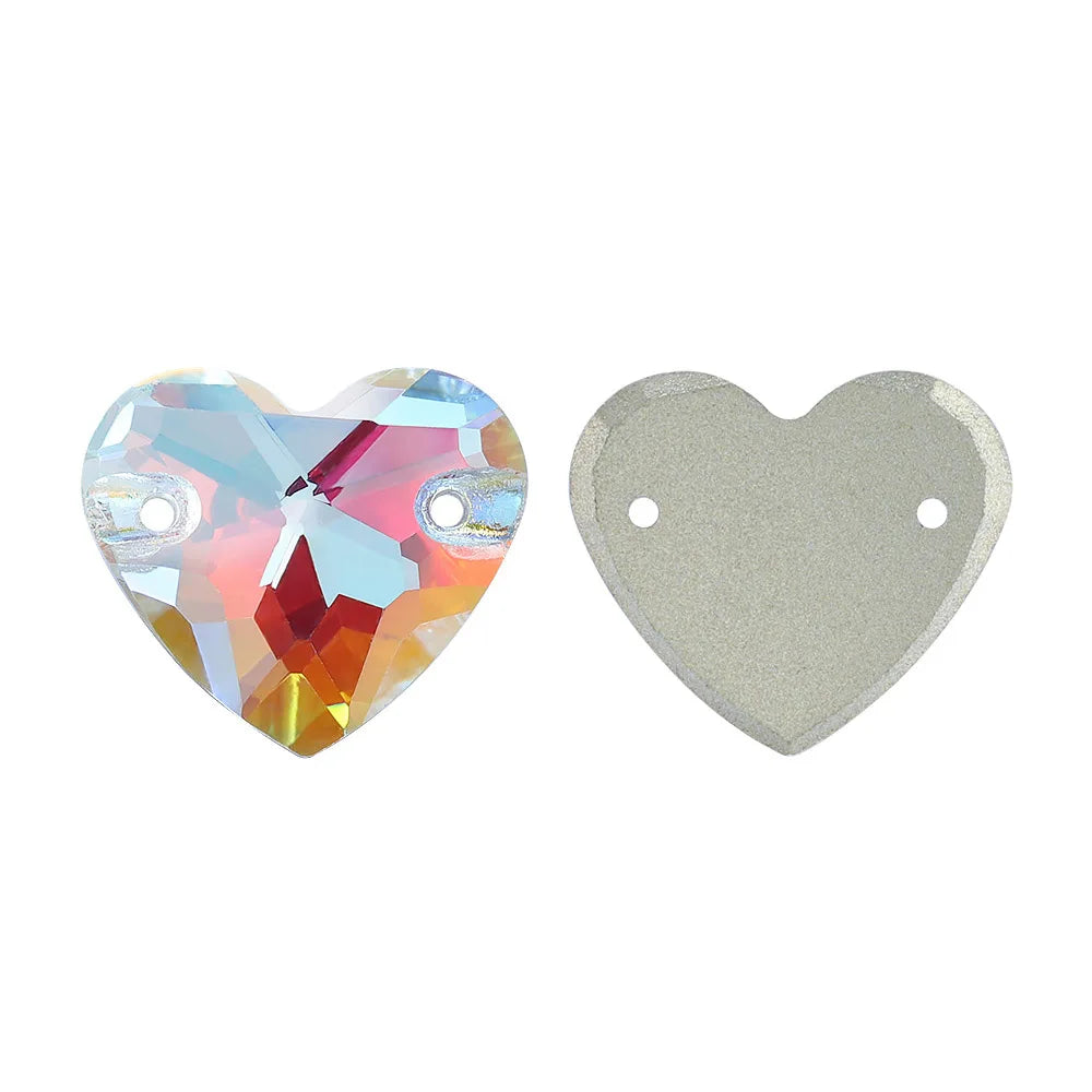 QIYI Factory Direct Wholesale Popular Fashion Design Bright Pure Versatile Minimalist Heart Shape Sew-on Rhinestones  3259