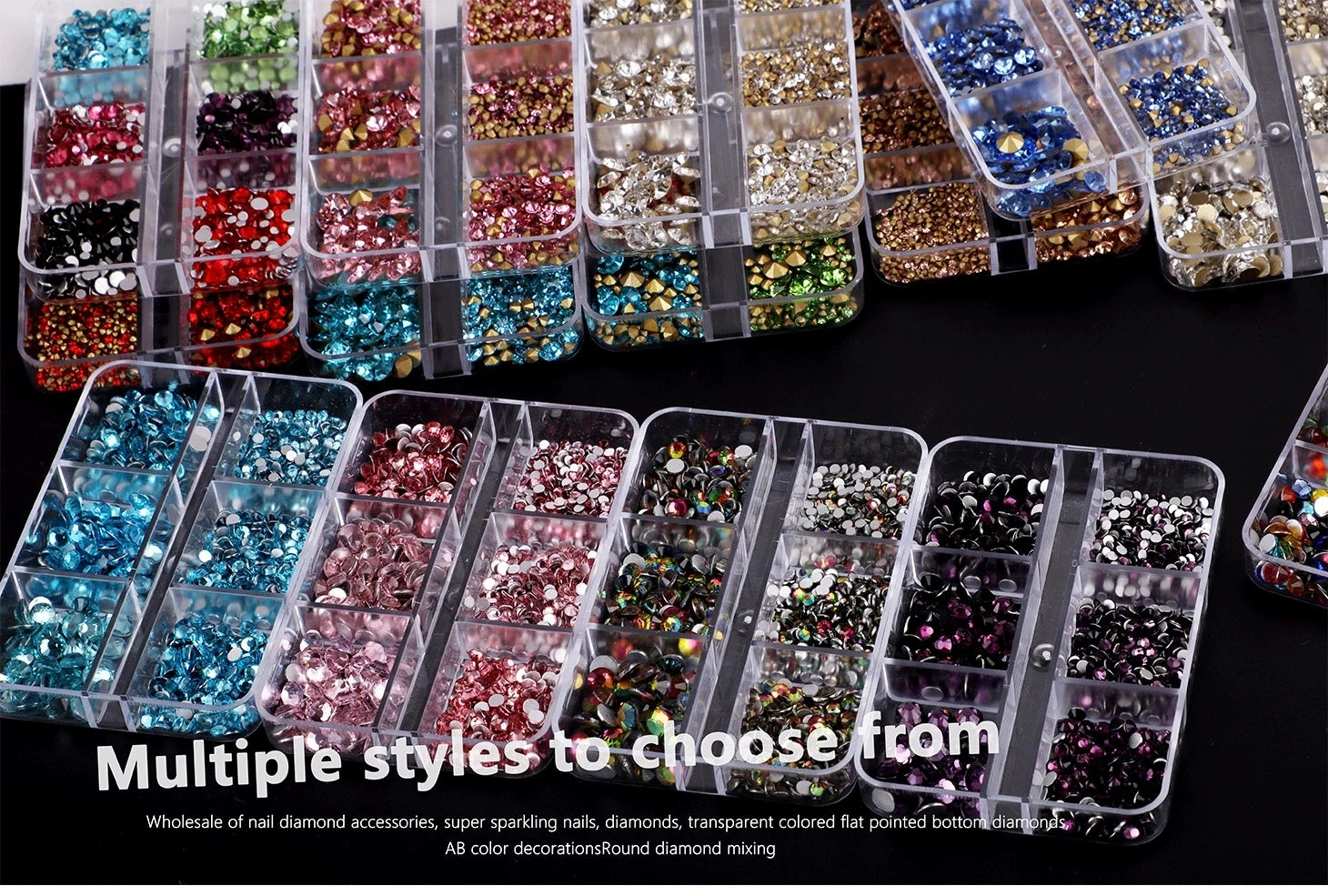 Hot Sales Nail Art Rhinestone Box Crystal Ab Colorful Rainbow Mix Shape Nail Diamond Decoration Nail Crystals Rhinestones