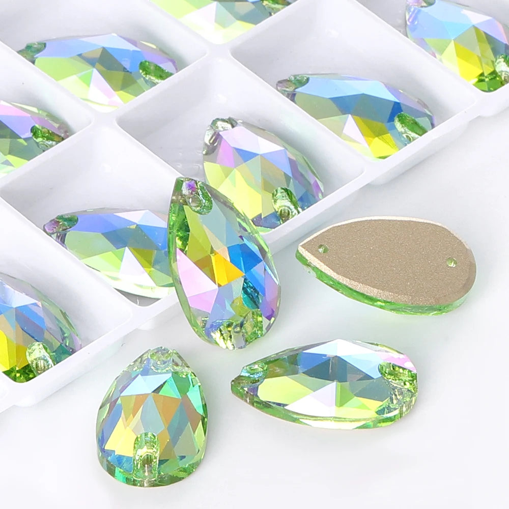 QIYI Drop Sew-on Rhinestones 60+ Colors Bulk Non Hotfix Flatback Coloful Rhinestones Sewing Strass Bling for Jewelry Dress