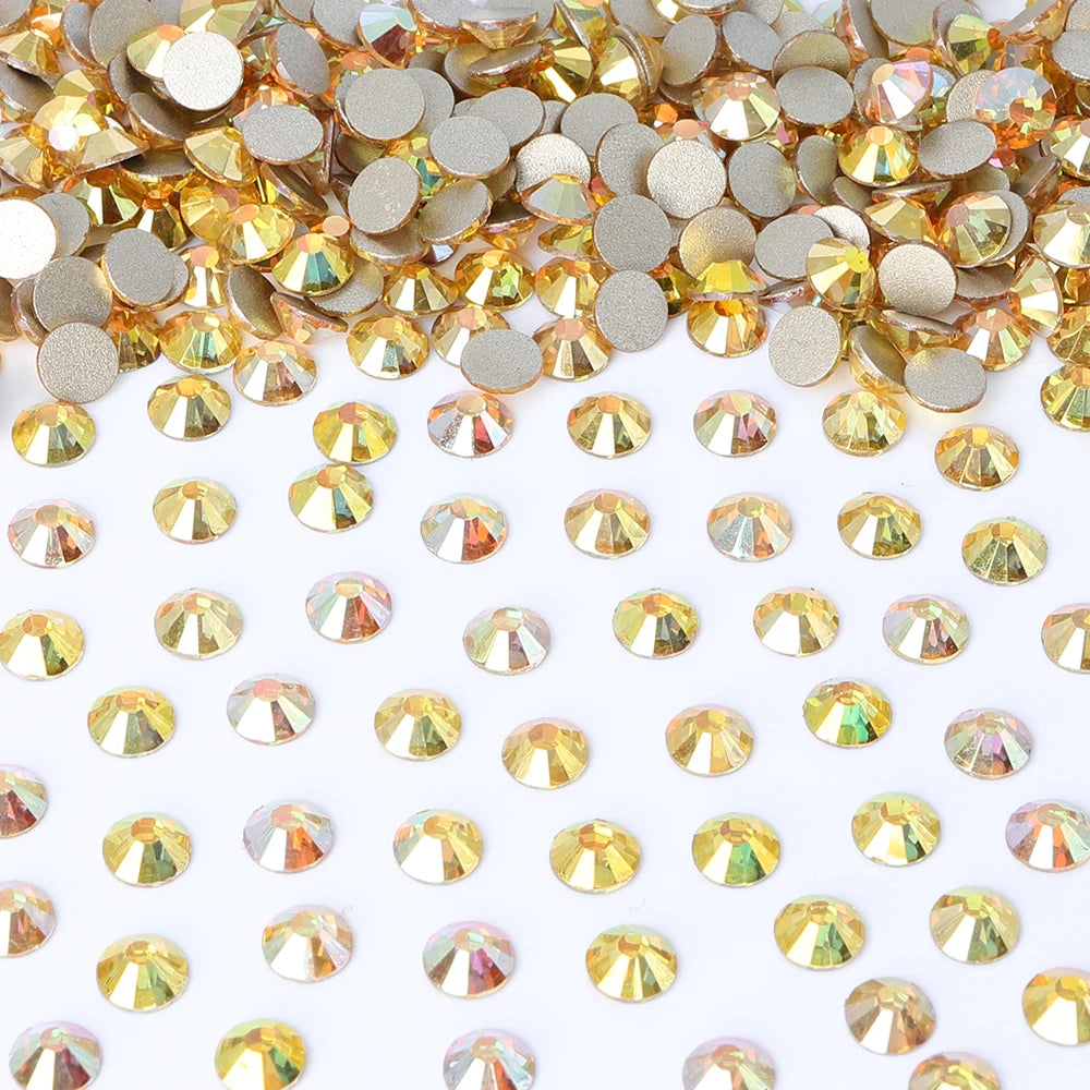 22 Kinds Metallic Colors Mineral Colors Fuchsia Rhinestone Non Hotfix Flat Back Crystal Glass  for Decorative Perfume Crafts