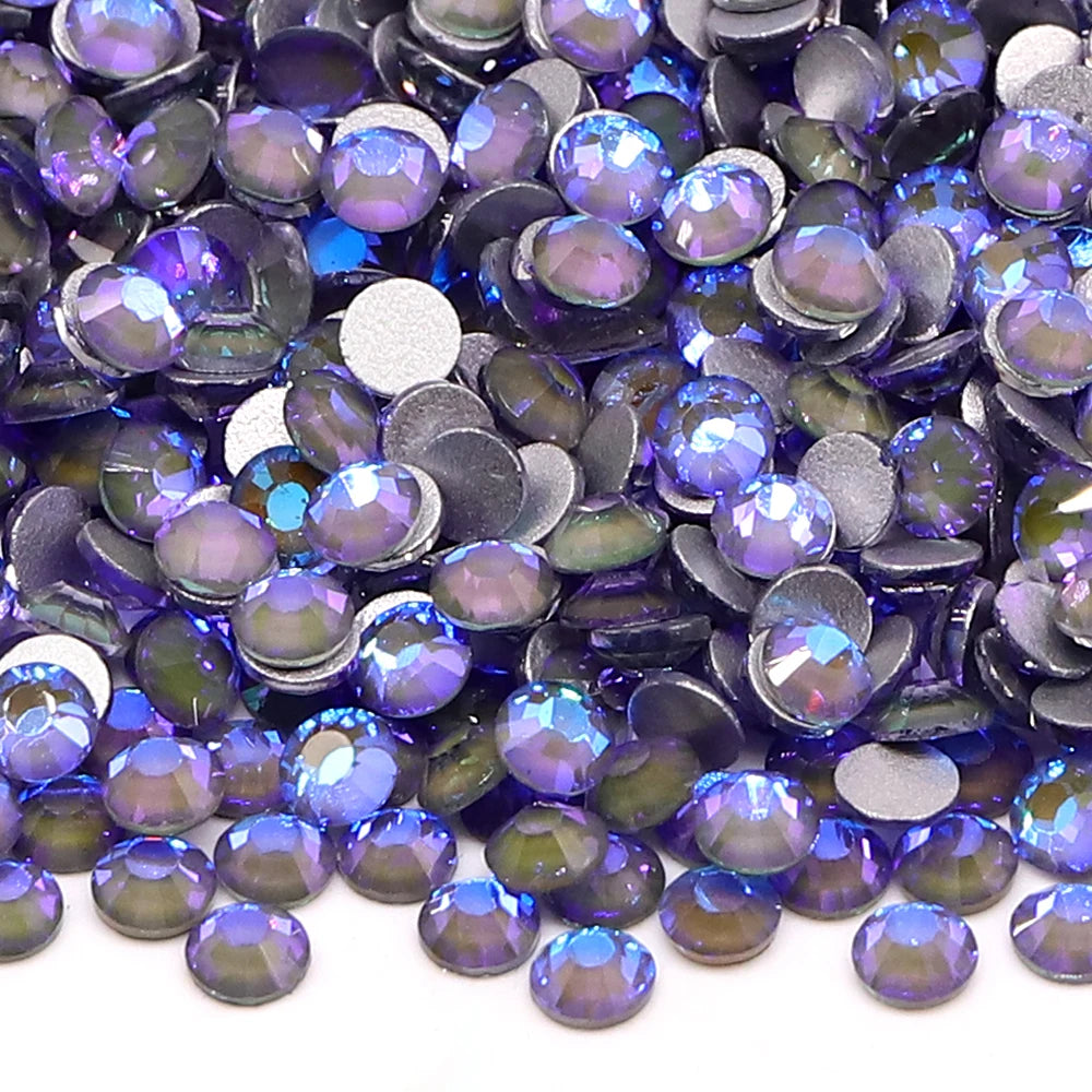 2024 New Colors Wholesale Luminous Rhinestone Non Hotfix  Flat Back Crystal Color Glass Rhinestones for DIY Nail Clothing