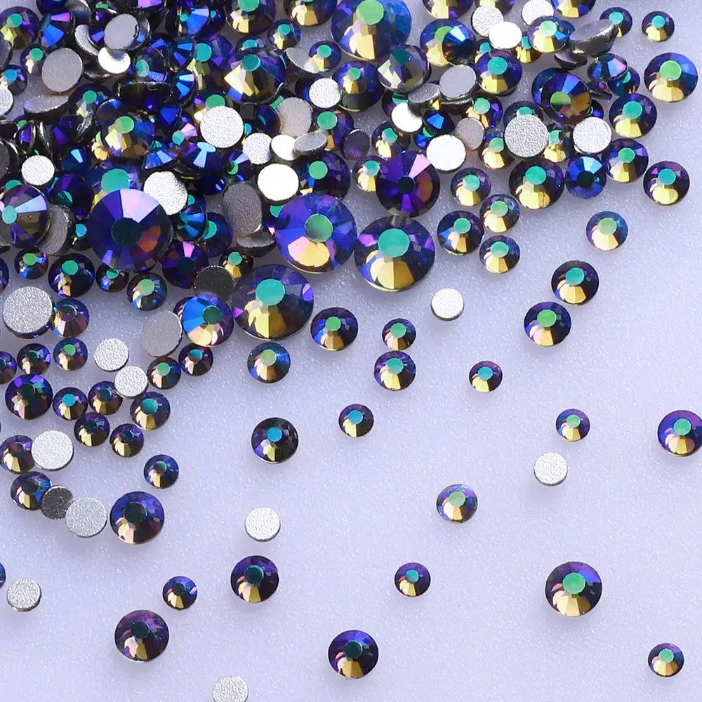 Wholesale 100 Colors Ss4-ss20 Mix Size Strass Crystal Rhinestones Non Hotfix Round Glass Stones Glue on Nail Gems Decoration