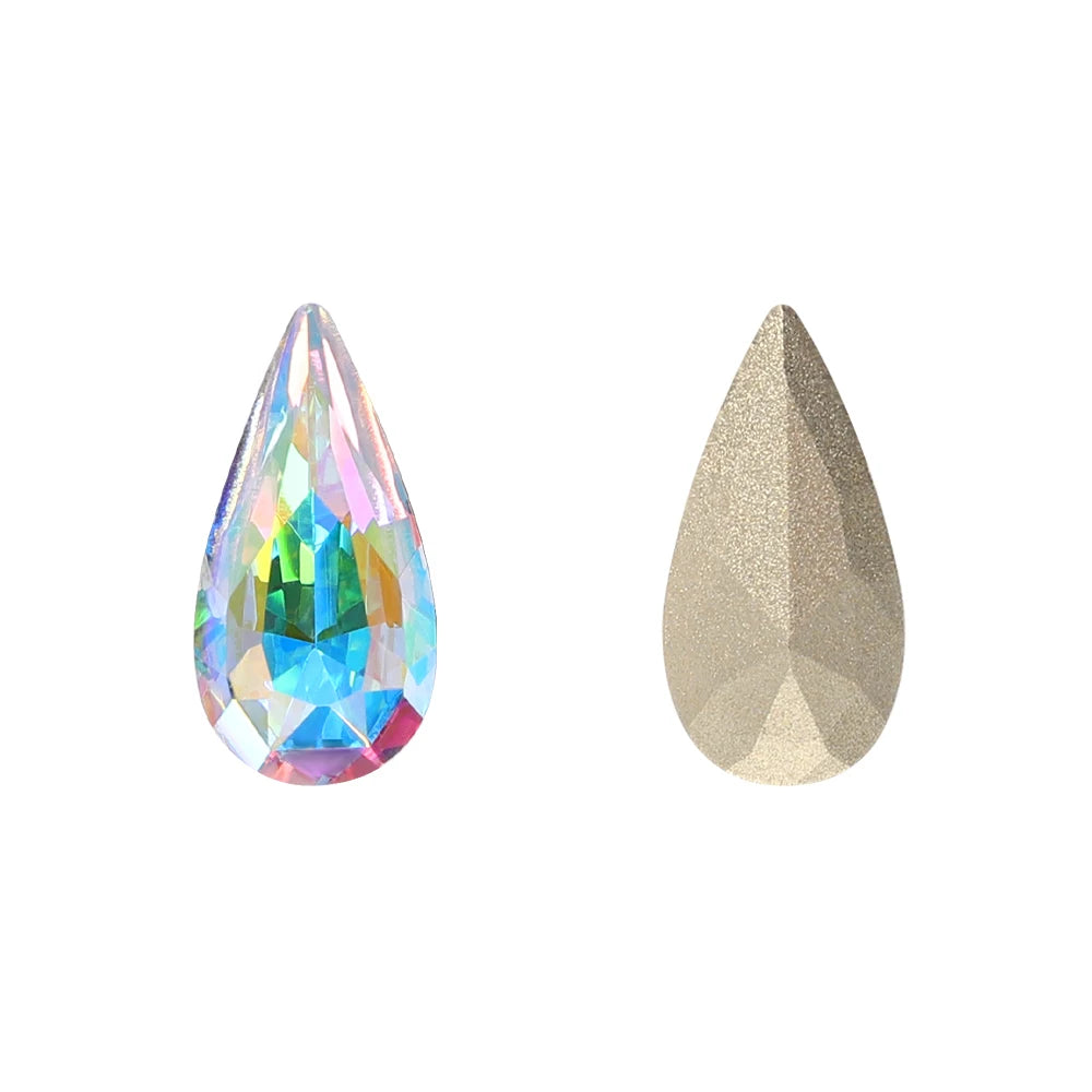 QIYI K9 Glass Tear Drop Shape Effect Color High Quality Fancy Shape Sparkling Bright Shining Point Back Stones for Decoration