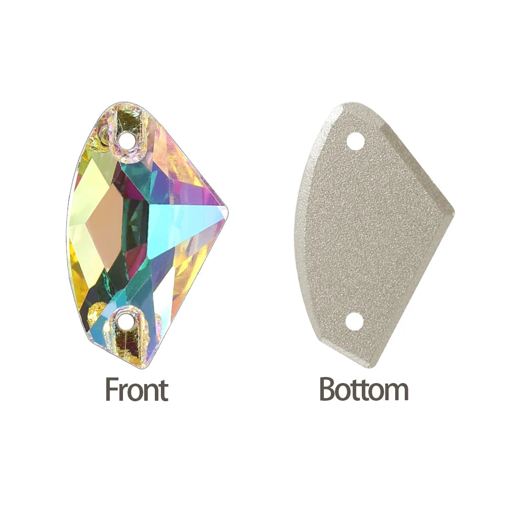 Factory Direct Wholesale Low MOQ Glass Crystal Galactic Sew-On Rhinestones With Two Holes for Garment Decoration 3256