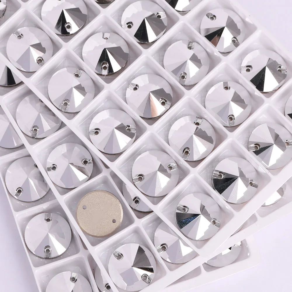 Top Quality Rivoli  80+ Colors Rhinestones Crystal AB Sew-on Rhinestones Glass Gems Clothing Flatback Sewing Stones for Women