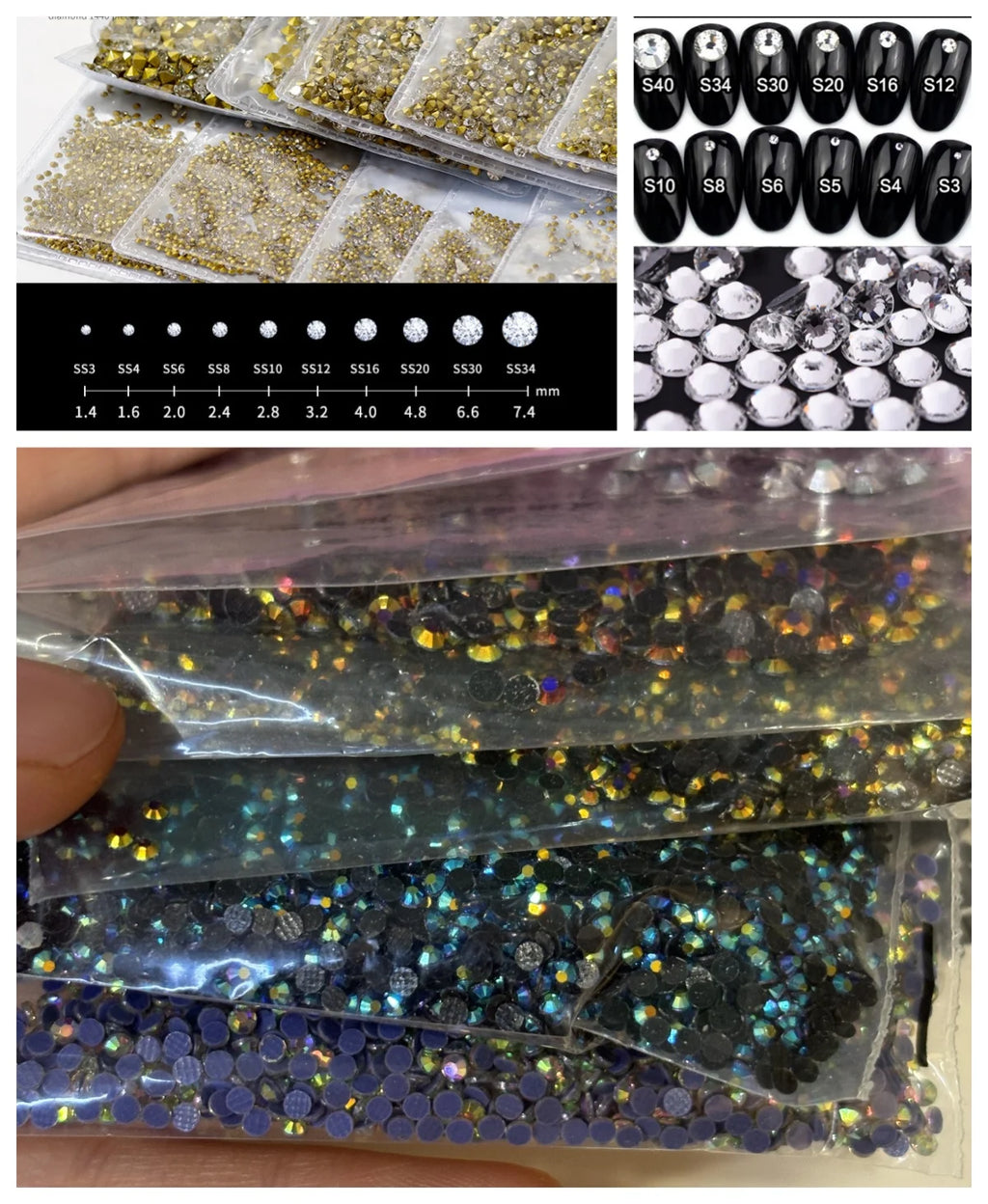 Crystal AB Flat Back Hot Fix Rhinestone in Bulk Wholesale Loose Rhinestone Nail Rhinestone DIY Crystal Jewelry Accessories