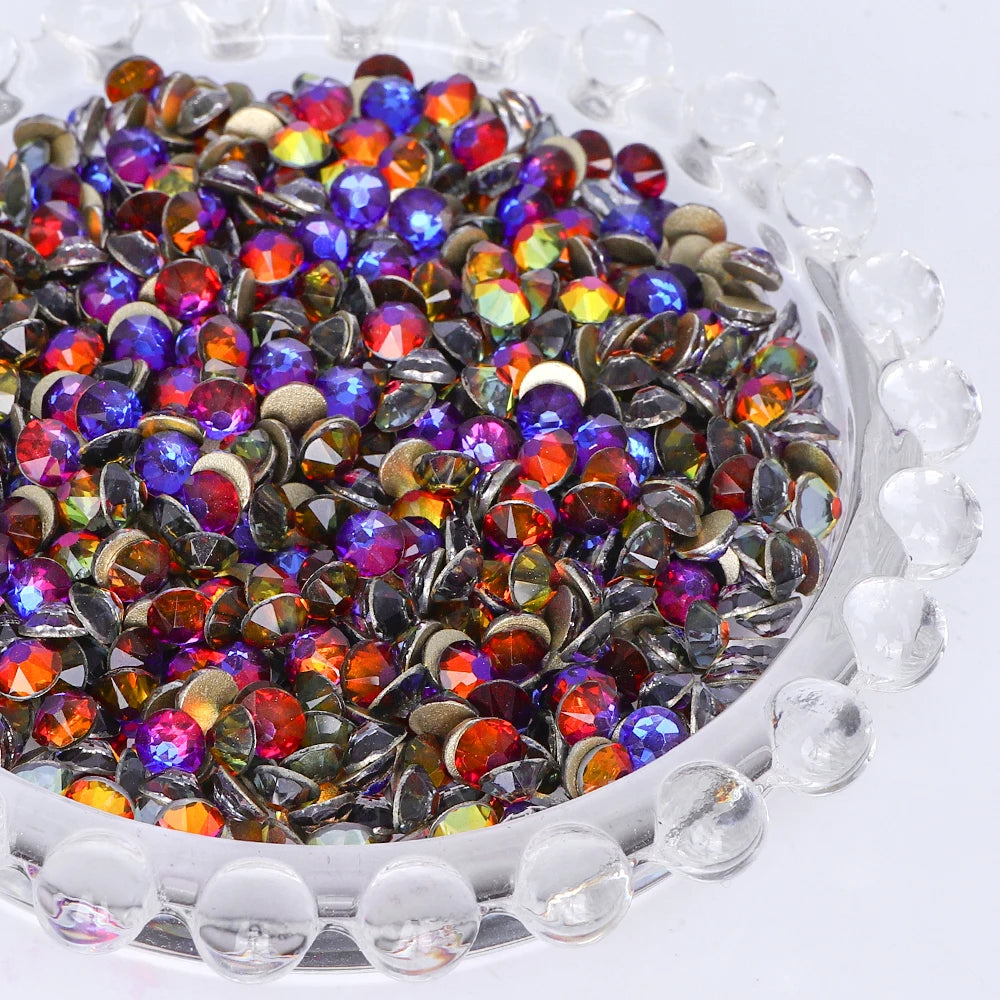 SS10-SS40 Colorful Non Hotfix Rhinestones Golden Base Flat Back Bling Glitter Glass Stones Crystal Strass Diamond for Nail