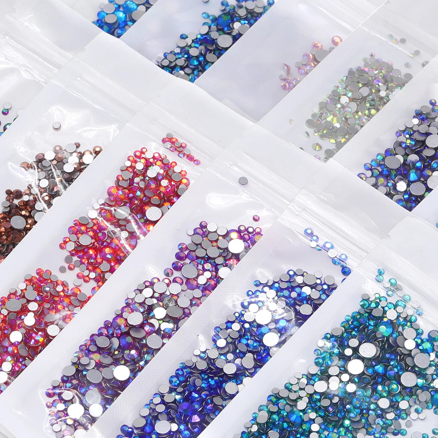 QIYI Wholesale Mixed Size Ss3-ss20 Crystal Rhinestones  Non- Hotfix Round Loose RhinestonesBulk for Decorative Nail Art Crafts