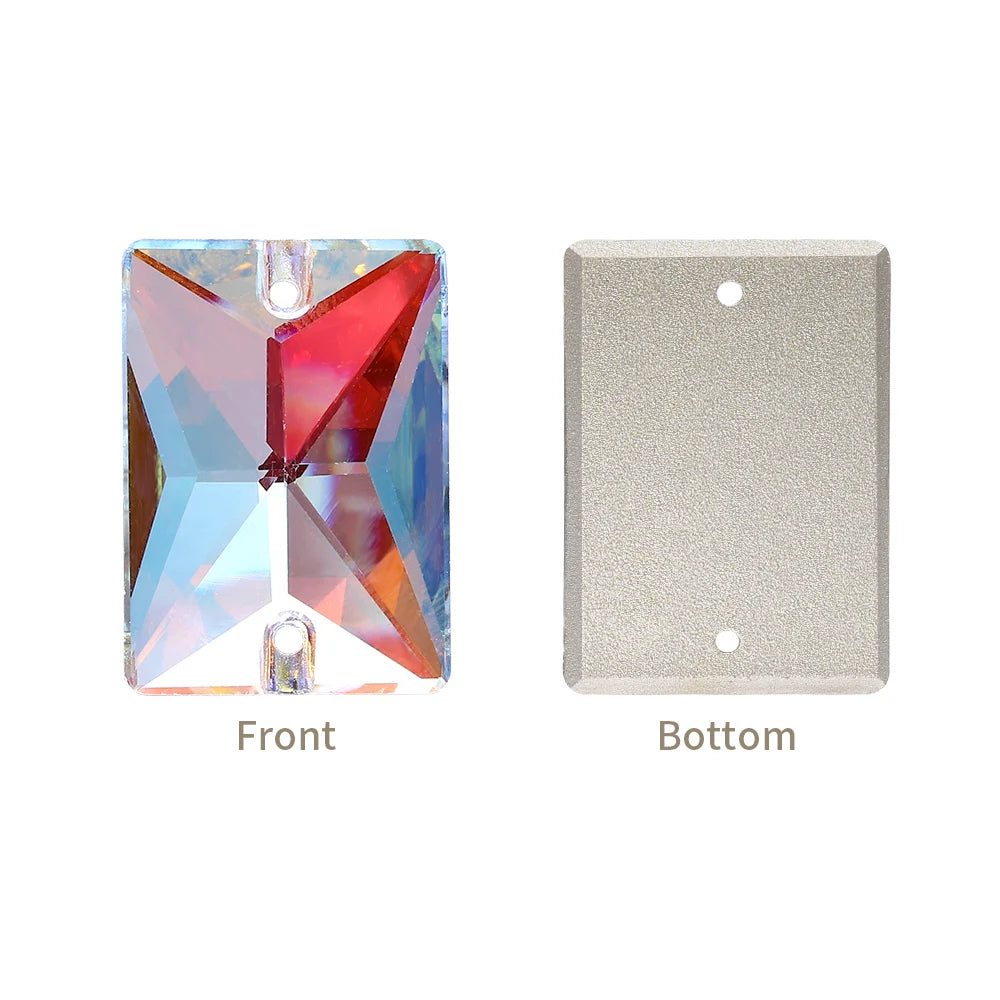 QIYI Multi Colors and Size Rectangle Sew-on Stone for Choice Clear Glass Flat Back Top Quality Sew on Rhinestones (3250)
