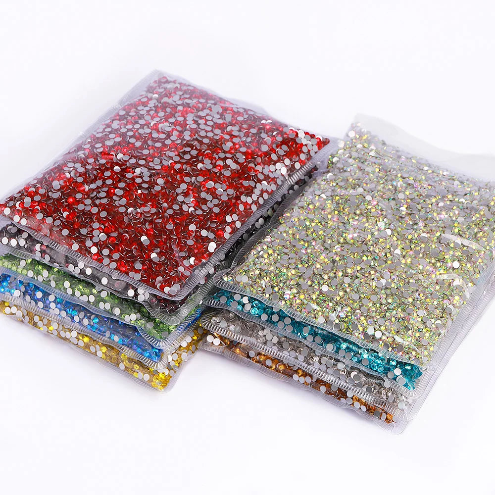 Crystal AB Rhinestones 14400PCS Glass Non Hotfix Flatback Rhinestone Bulk for Nail Art Garment