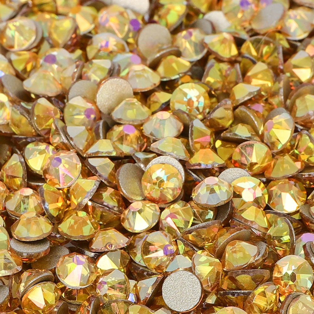Factory Wholesale Crystal AB Colors 2088 16 Cut Facets Multi and Size Flat Back Golden Bottom High Quality Glass Rhinestones