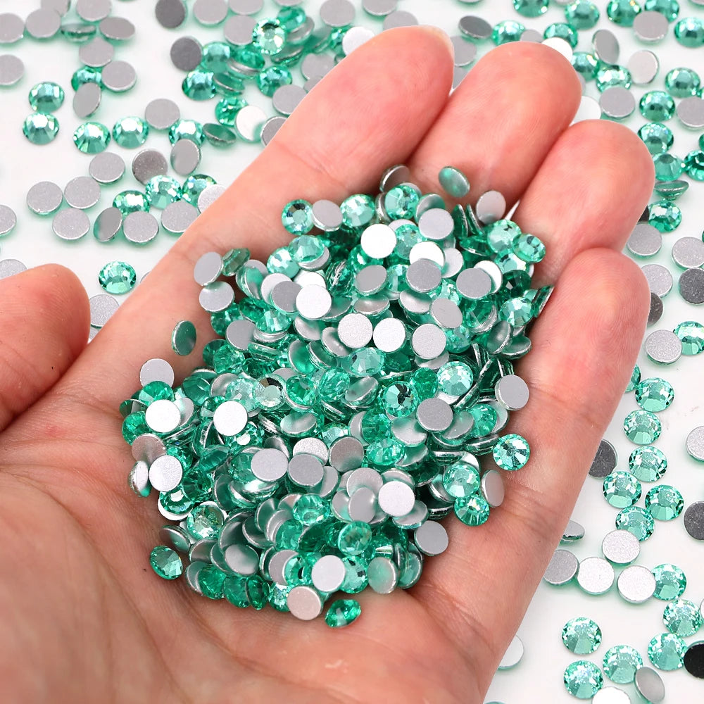 30 Kinds Green Rhinestone New Colors Wholesale Rhinestone Non Hotfix Flat Back Crystal Glass  for GYM Clothing