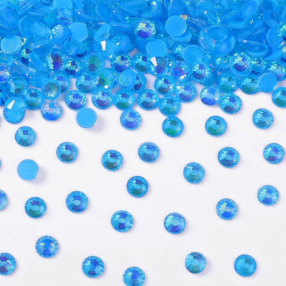 Blue Colors Glass Bling Crystal Wholesale Rhinestone Non Hotfix Flat Back Crystal Glass  for Clothing Accessories