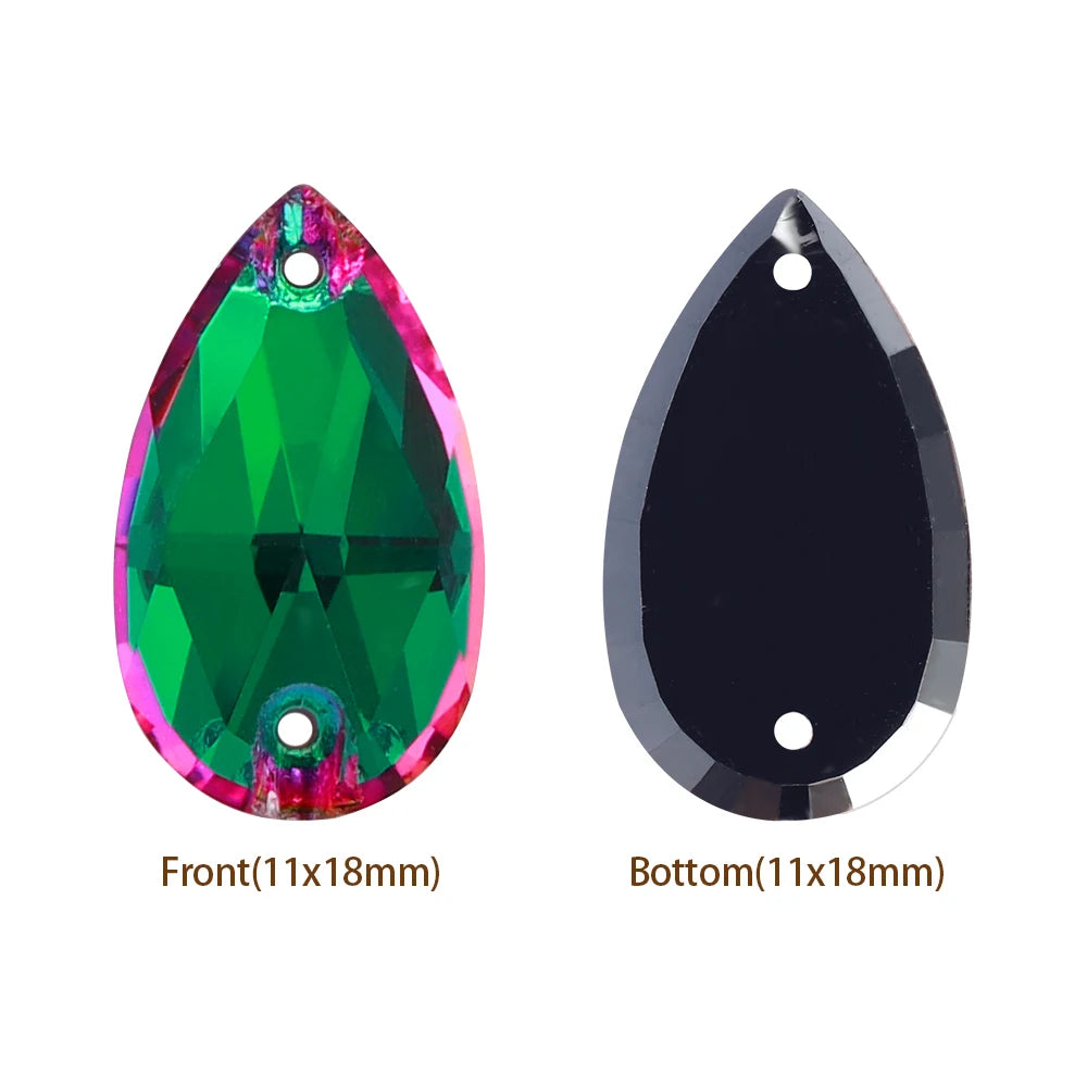 Hot Selling QIYI Brand 55 Colors Multi Size Multi Shape High Quality Flat Back Drop Sew-on Glass Crystal Rhinestones 16 Facets