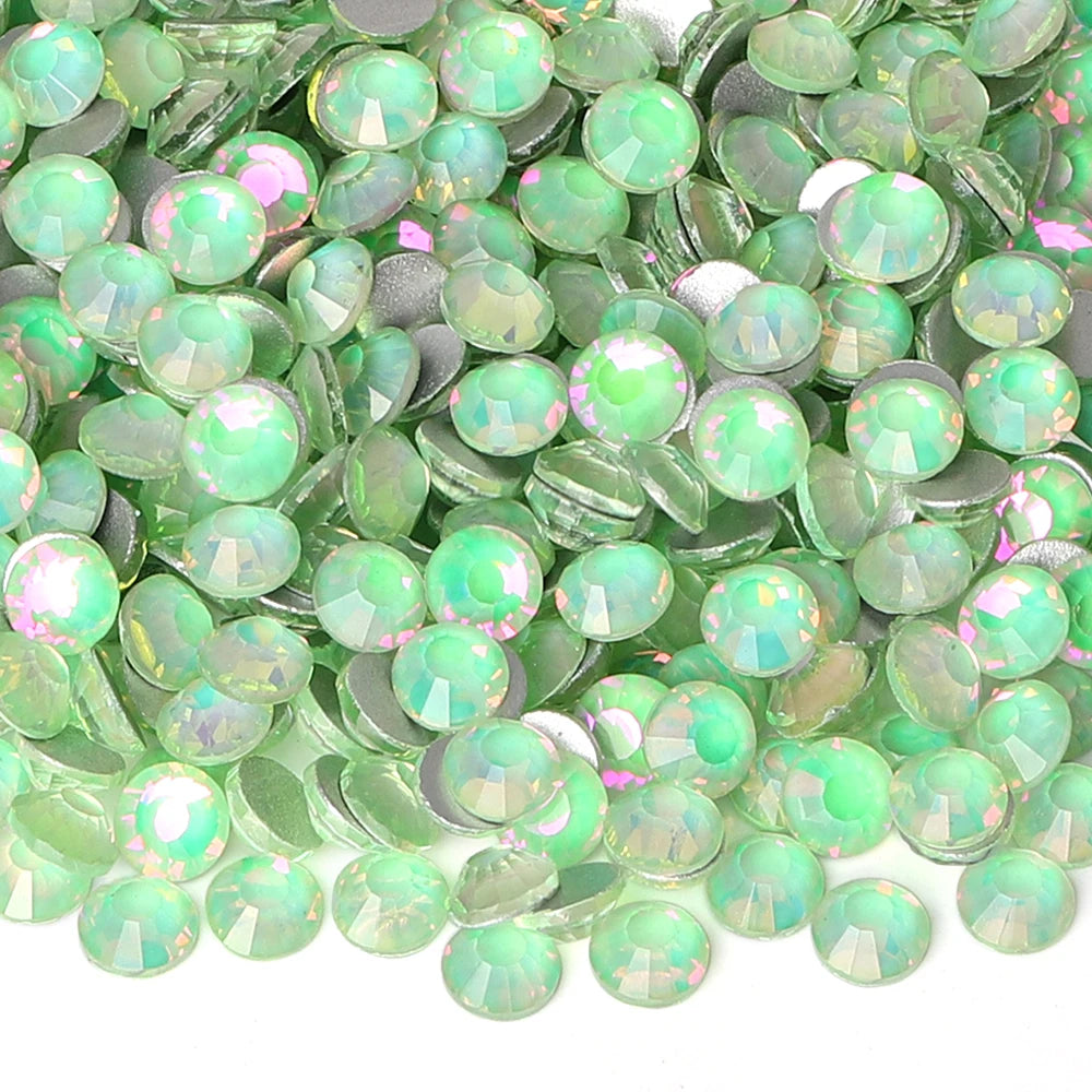 30 Kinds Green Rhinestone New Colors Wholesale Rhinestone Non Hotfix Flat Back Crystal Glass  for GYM Clothing
