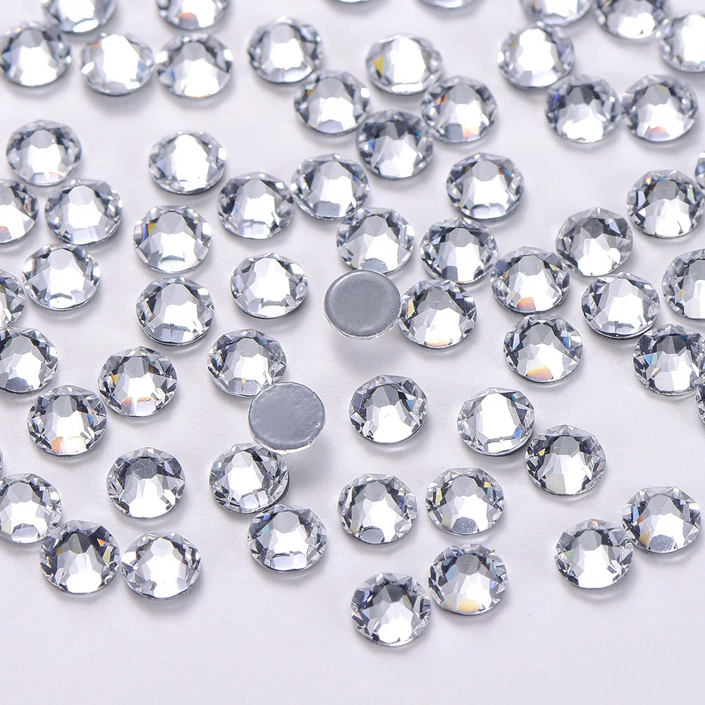 Strass Sewing Fabric Crystal Garment Hotfix Diamond Rhinestone Small Clear Flatback Wholesale 70 Colors AB 8 Big and 8 Glass