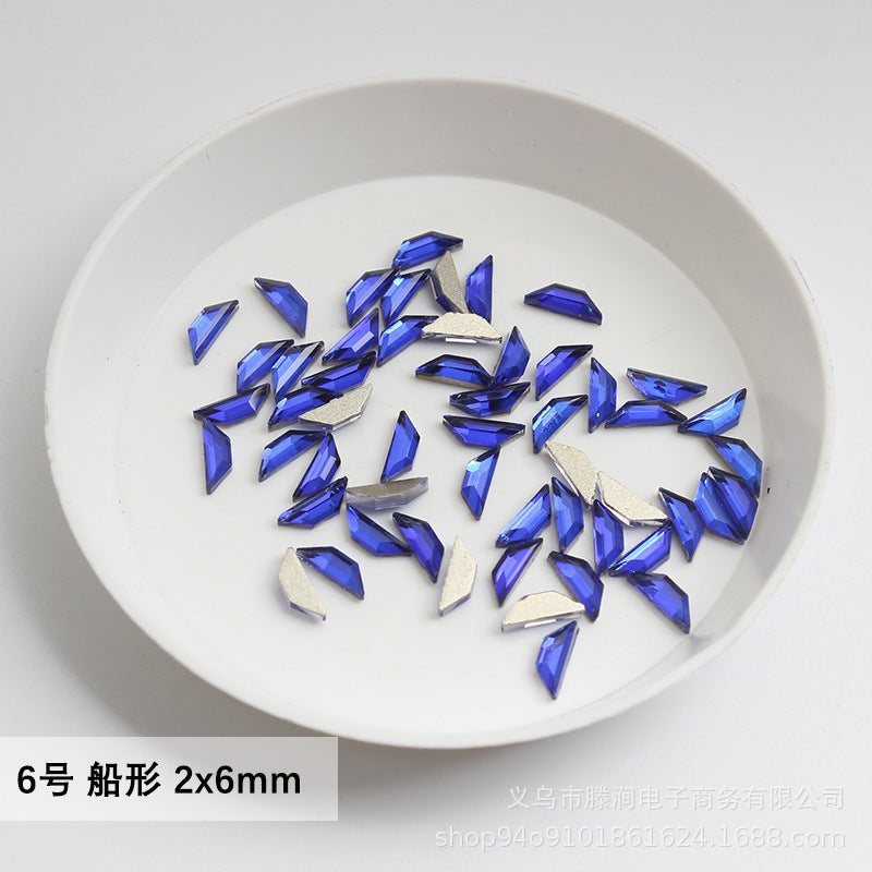 Flatback Shaped Rhinestones Series Deep Blue Colorful Nail Art Decorations Royal Blue Flatback Nail Rhinestones Wholesale Price