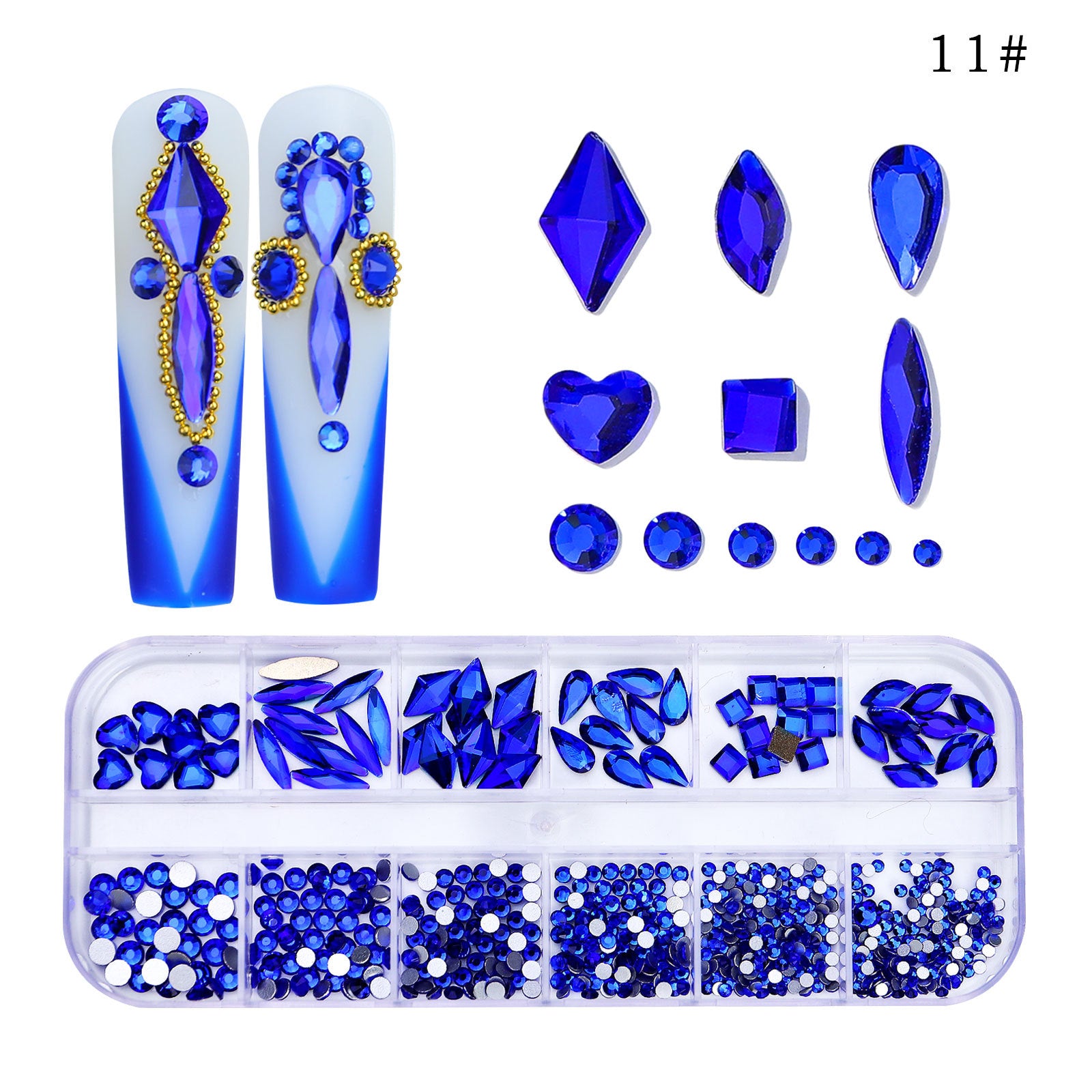 New Style 12-Grid Nail Art Rhinestones Flatback Shaped AB Rhinestones Nail Art Decorations Accessories