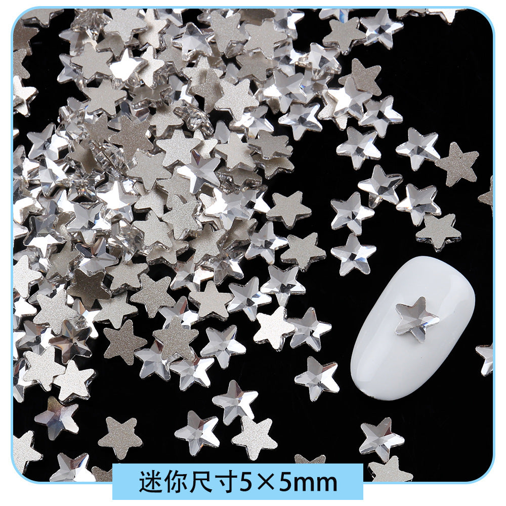 Mini Small Mixed Flatback Multi-Style Shaped Rhinestones Super Sparkle White Glass Nail Art Decorations