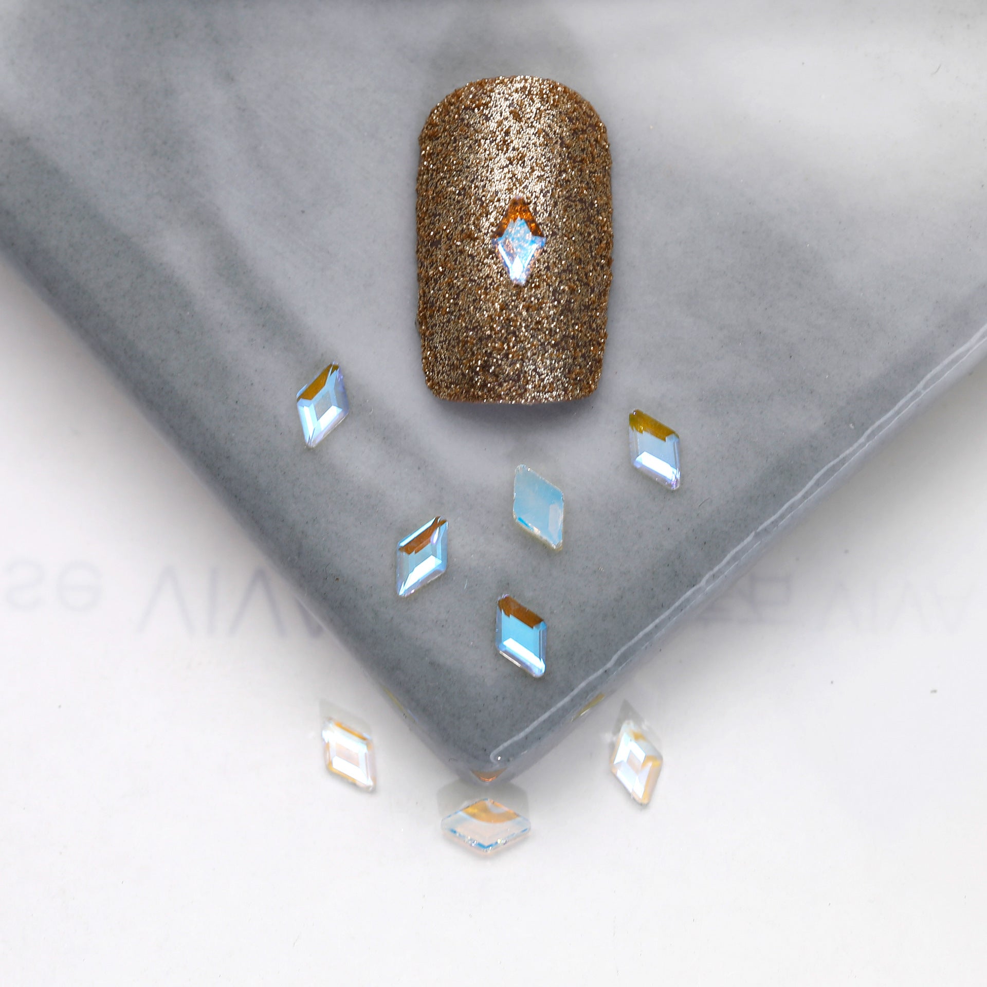 Factory Direct Wen Jingling Style Aurora Glass Stones Flatback Shaped Aurora Transparent Rhinestones Nail Art Accessories