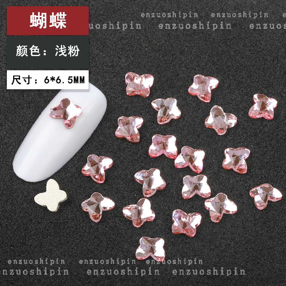 New hot-selling nail art rhinestones, light pink gold base, flat bottom, irregular shape, marquise, teardrop glass rhinestones, DIY nail art accessories wholesale.