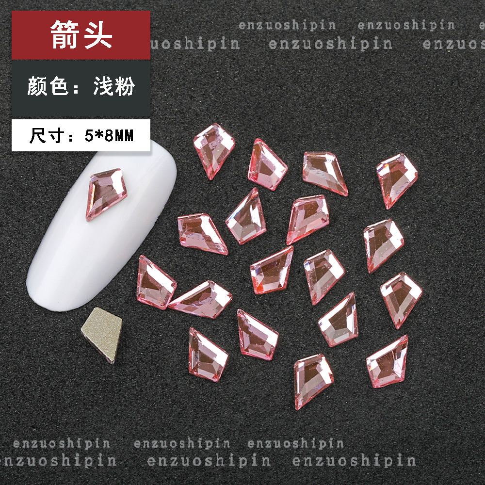 New Hot-Selling Light Pink Gold Base Flatback Shaped Marquise Teardrop Glass Rhinestones DIY Nail Art Accessories Wholesale