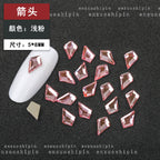 New hot-selling nail art rhinestones, light pink gold base, flat bottom, irregular shape, marquise, teardrop glass rhinestones, DIY nail art accessories wholesale.