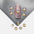 Cross-Border Supply Gold Champagne Flatback Shaped Nail Art Rhinestones Super Sparkle Gel Polish Adhesive Stones Non-Fading Base Color