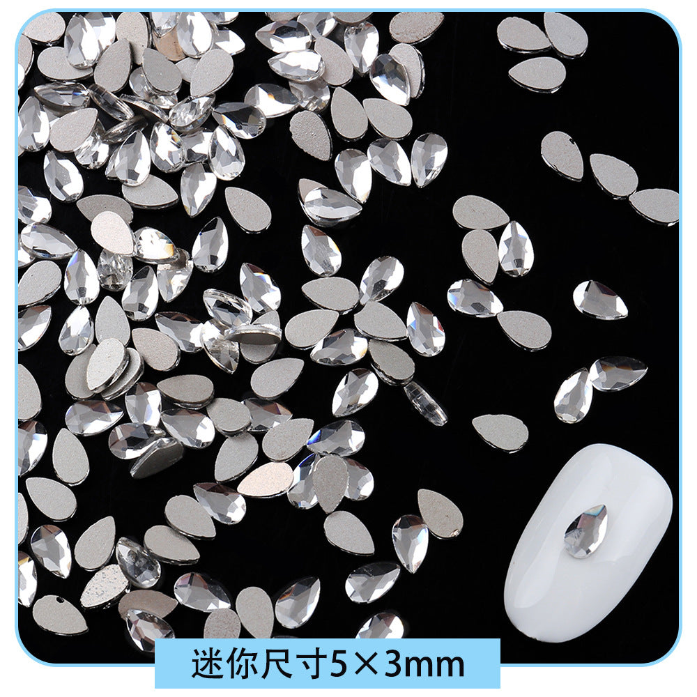 Mini Small Mixed Flatback Multi-Style Shaped Rhinestones Super Sparkle White Glass Nail Art Decorations