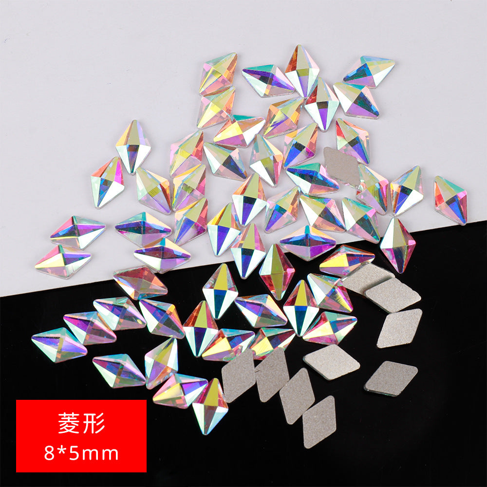 Mini Small Mixed Flatback Multi-Style Shaped Rhinestones Super Sparkle White Glass Nail Art Decorations