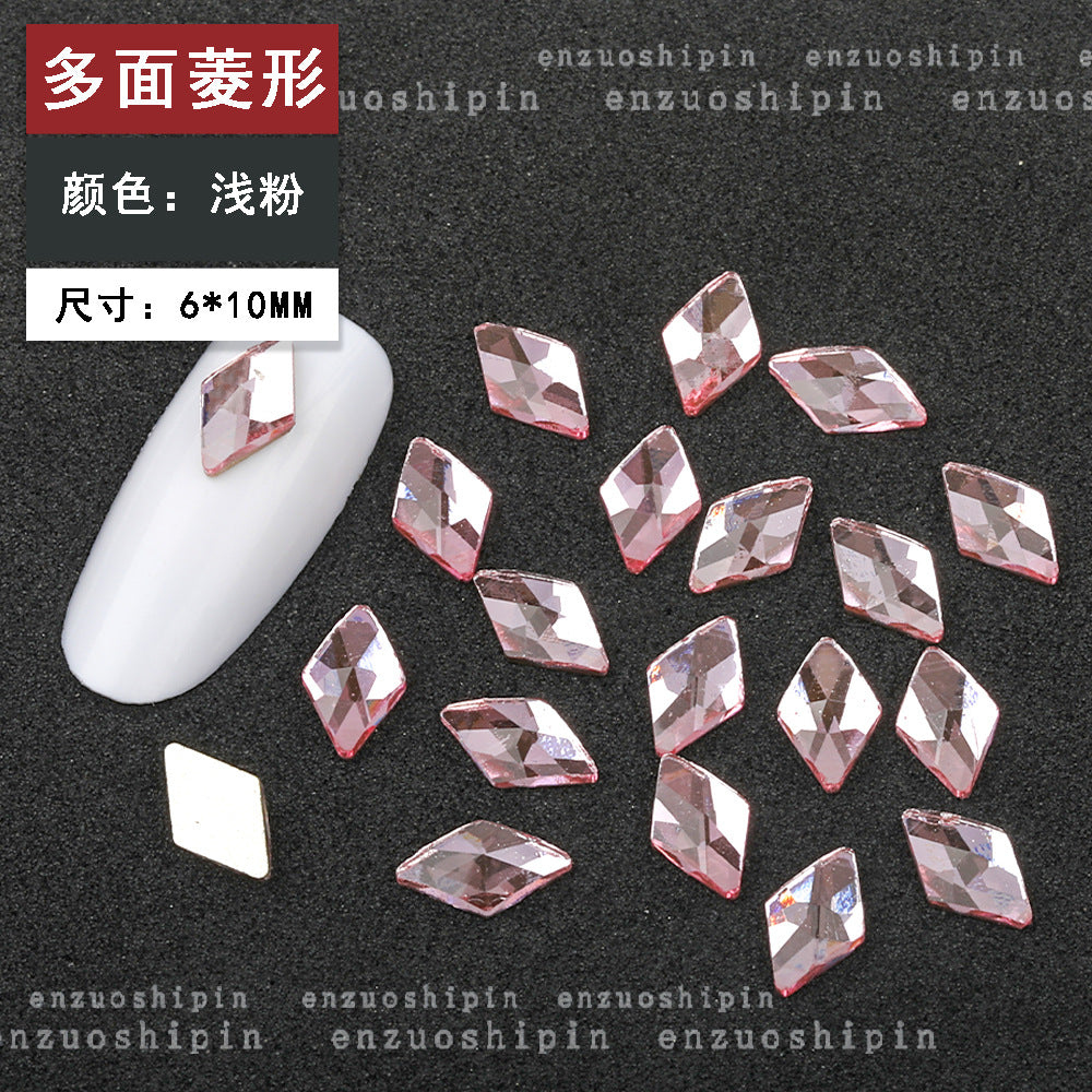 New Hot-Selling Light Pink Gold Base Flatback Shaped Marquise Teardrop Glass Rhinestones DIY Nail Art Accessories Wholesale