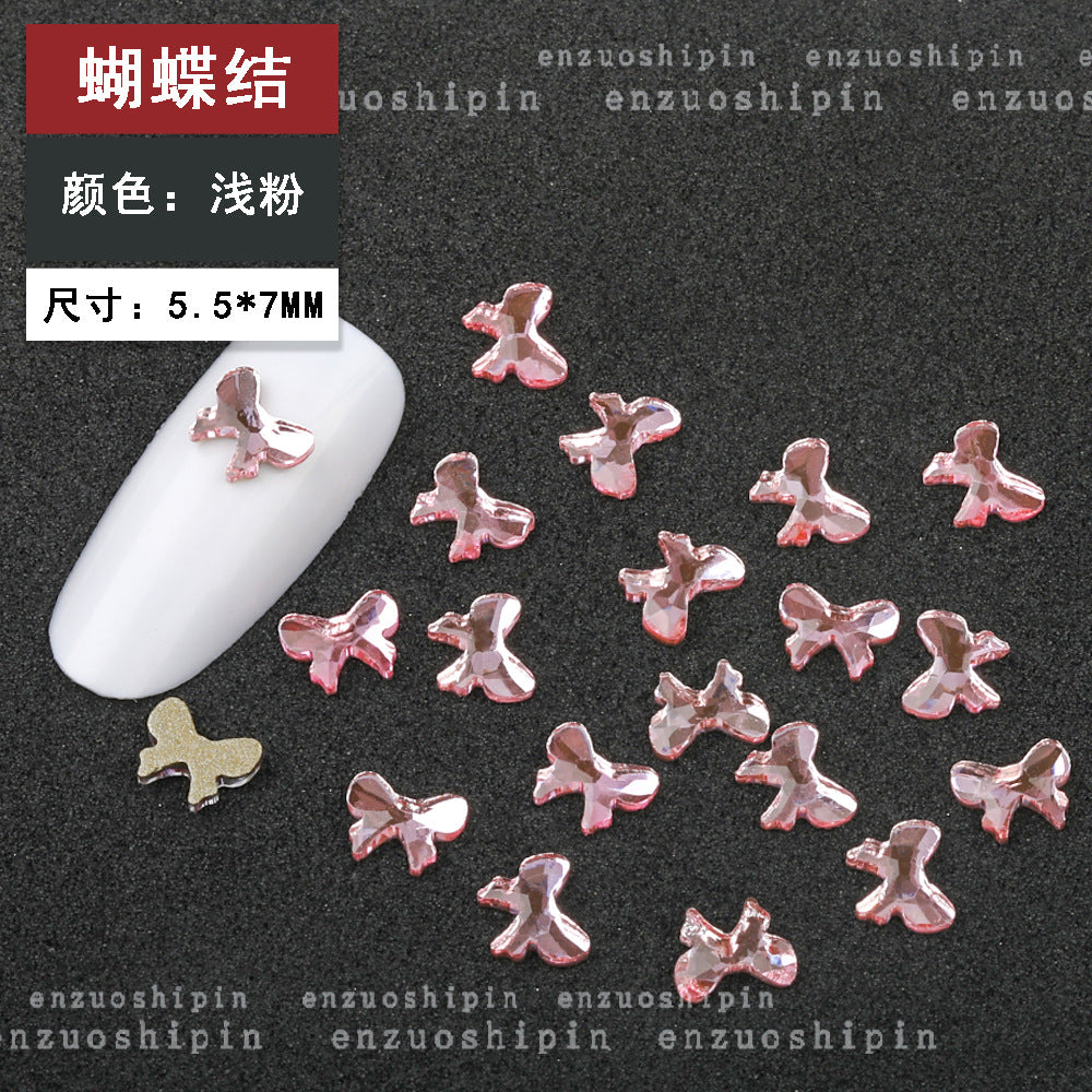 New hot-selling nail art rhinestones, light pink gold base, flat bottom, irregular shape, marquise, teardrop glass rhinestones, DIY nail art accessories wholesale.