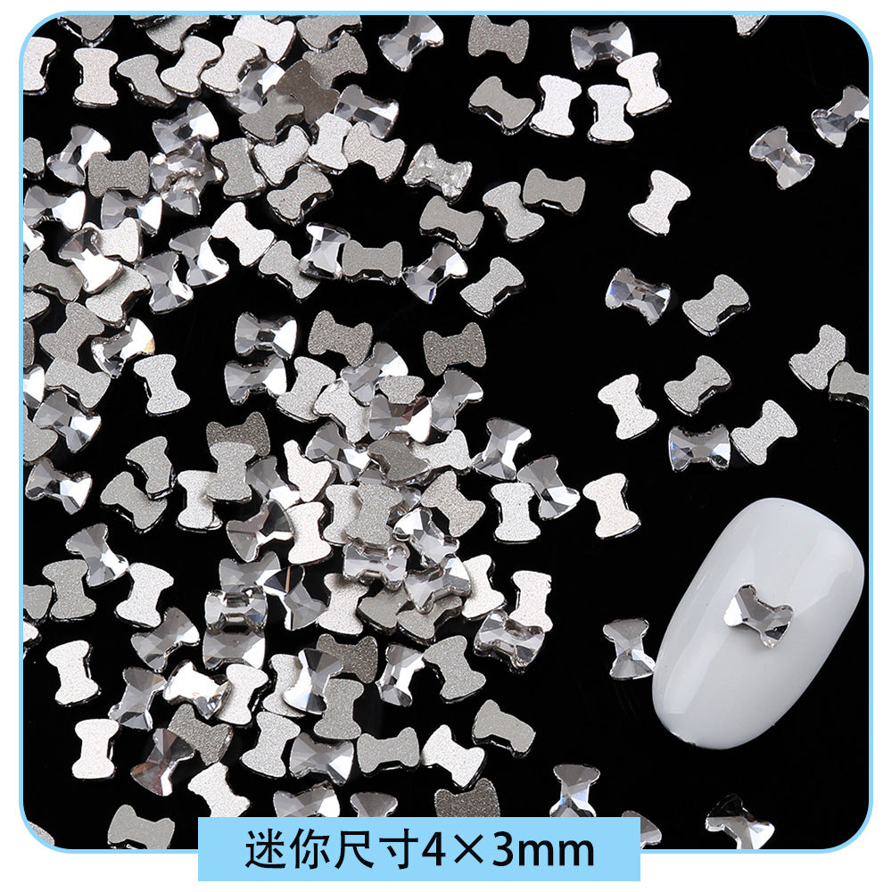 Mini Small Mixed Flatback Multi-Style Shaped Rhinestones Super Sparkle White Glass Nail Art Decorations