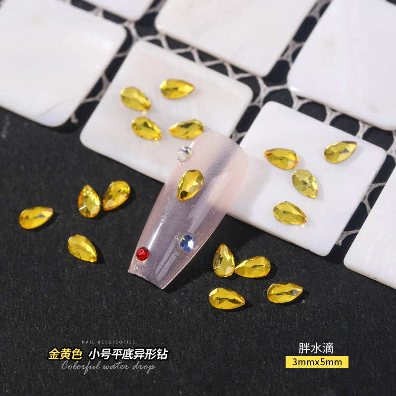 Small Golden Yellow Flatback Shaped Rhinestones Yellow Heart Butterfly Marquise Glass Crystal Nail Art Decorations Wholesale