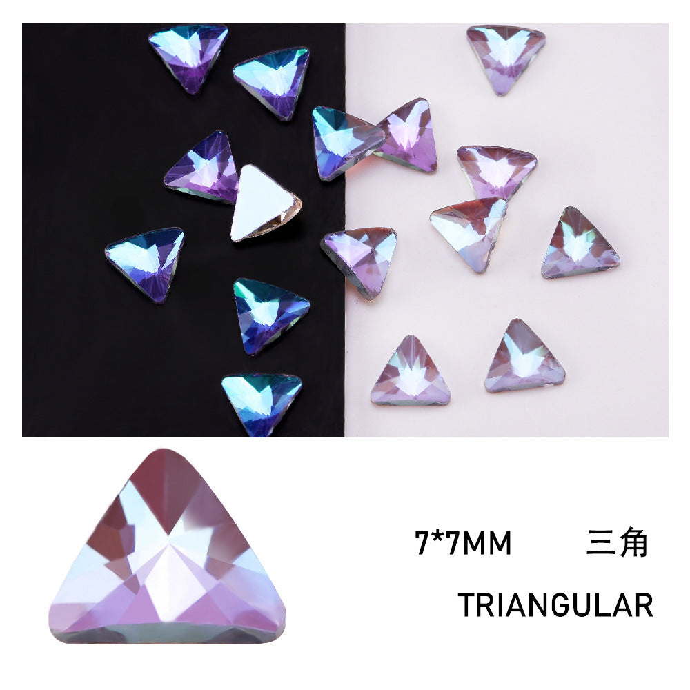 Cross-Border Direct Supply Aurora Phantom Purple Flatback Shaped Rhinestones DIY Nail Art Decorations Wholesale Accessories