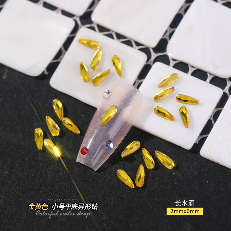 Small Golden Yellow Flatback Shaped Rhinestones Yellow Heart Butterfly Marquise Glass Crystal Nail Art Decorations Wholesale